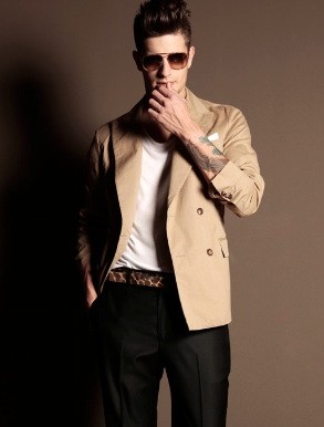 trussardi-1911-khaki double breasted blazer