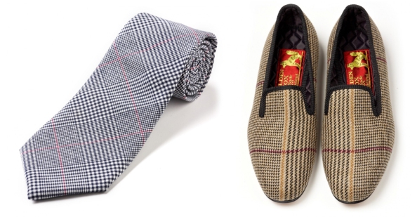 Fox Flannel Glen Check Tie and Fox Russell Check Albert Slipper.