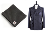 Fox Brother's Reefer and Fox Flannel grey stripe scarf.
