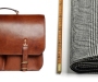 Dart Oak Bark Tanned Leather Bag and Black Prince of Wales Check Jacketing Flannel.