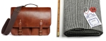 Dart Oak Bark Tanned Leather Bag and Black Prince of Wales Check Jacketing Flannel.