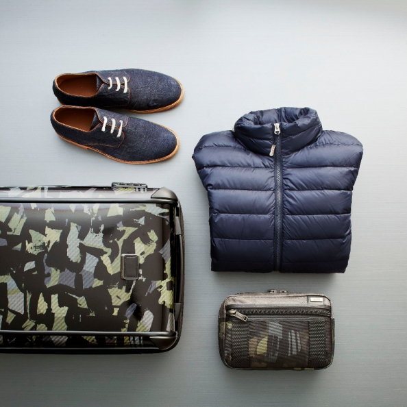 It's a hipster's OCD dream - to have everything style coordinated: Esquivel Shoes in Navy with TUMI PAX Patrol Travel Puffer Jacket in Navy. An Alpha Bravo Riley Kit in Grey/Camo with a Camo/Olive Tegra-Lite® International 4-Wheel Carry-On.