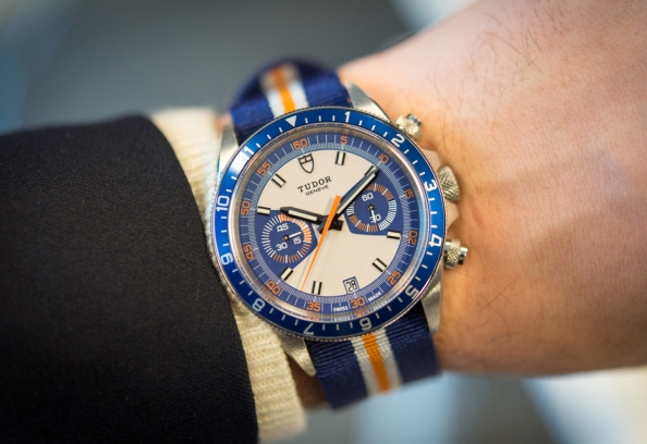 I like Tumi FW 2015 for its innovativeness but mostly because it matches my go-to travel watch: a Tudor Heritage Chronograph. it's affordable, not likely to get me mugged and more importantly, thanks to the bezel, can serve dual timezones with a simple rotation.